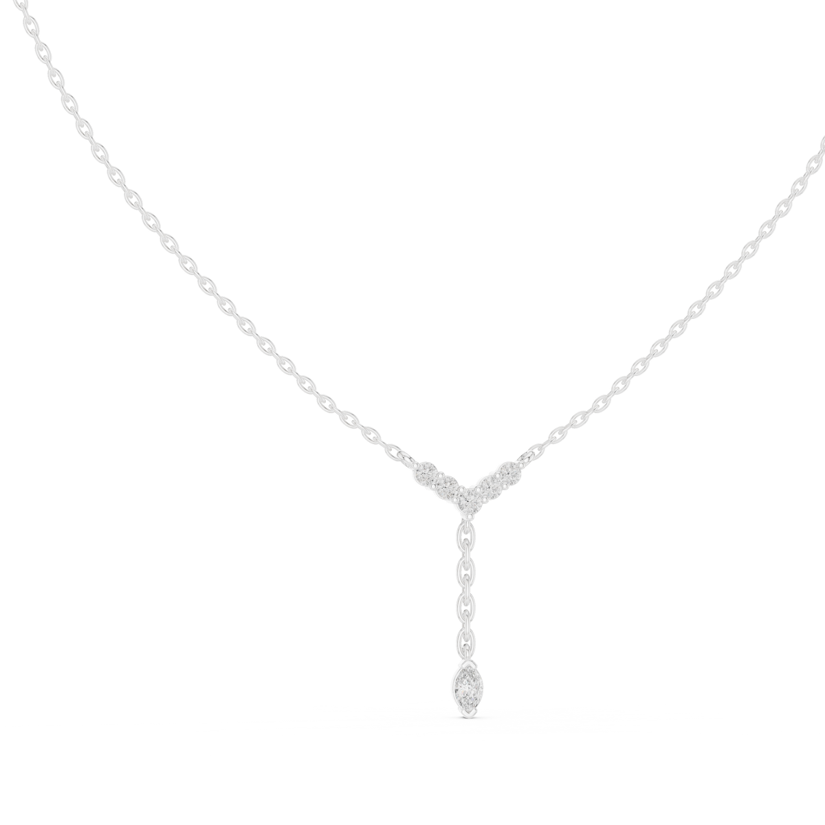 Round & Marquise Six Stone Lab Grown- Natural Full Sparkling Stunning Diamond Pendant For Women - HIGHCARAT DIAMONDS