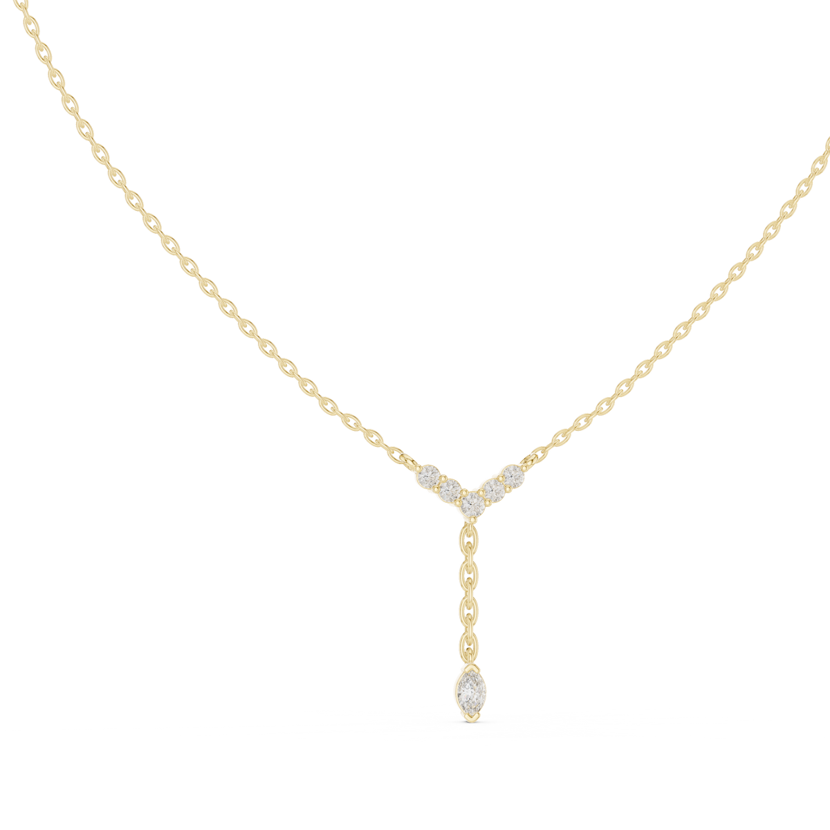 Round & Marquise Six Stone Lab Grown- Natural Full Sparkling Stunning Diamond Pendant For Women - HIGHCARAT DIAMONDS