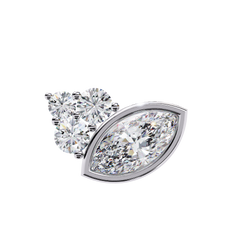 Round And Marquise Cut Top Grade Daimond Unique Bezel Set Elegance Timeless Vintage Dainty Stud Earring - HIGHCARAT DIAMONDS