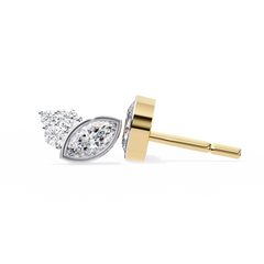 Round And Marquise Cut Top Grade Daimond Unique Bezel Set Elegance Timeless Vintage Dainty Stud Earring - HIGHCARAT DIAMONDS