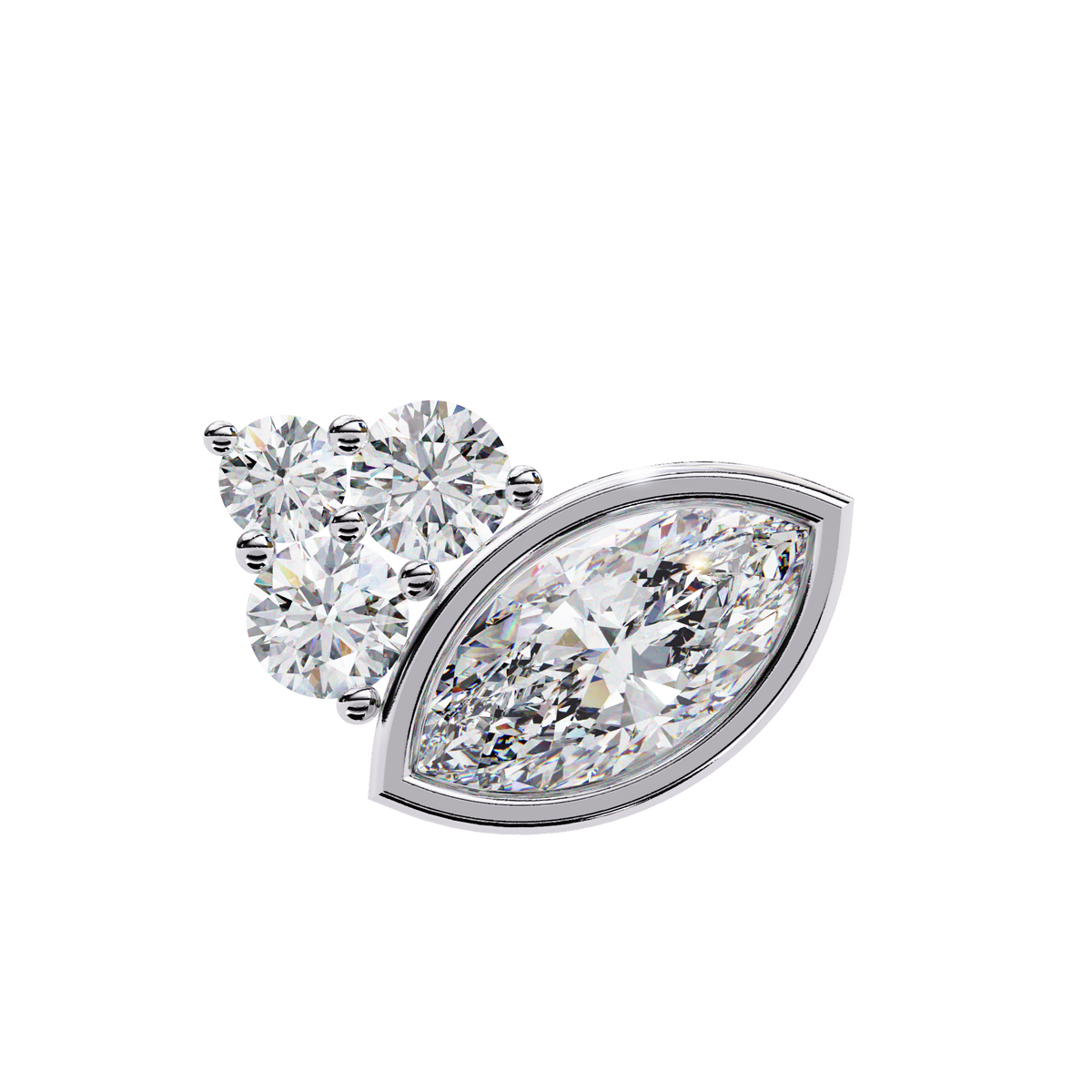 Round And Marquise Cut Top Grade Daimond Unique Bezel Set Elegance Timeless Vintage Dainty Stud Earring - HIGHCARAT DIAMONDS