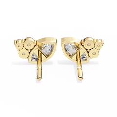 Round And Marquise Cut Top Grade Daimond Unique Bezel Set Elegance Timeless Vintage Dainty Stud Earring - HIGHCARAT DIAMONDS