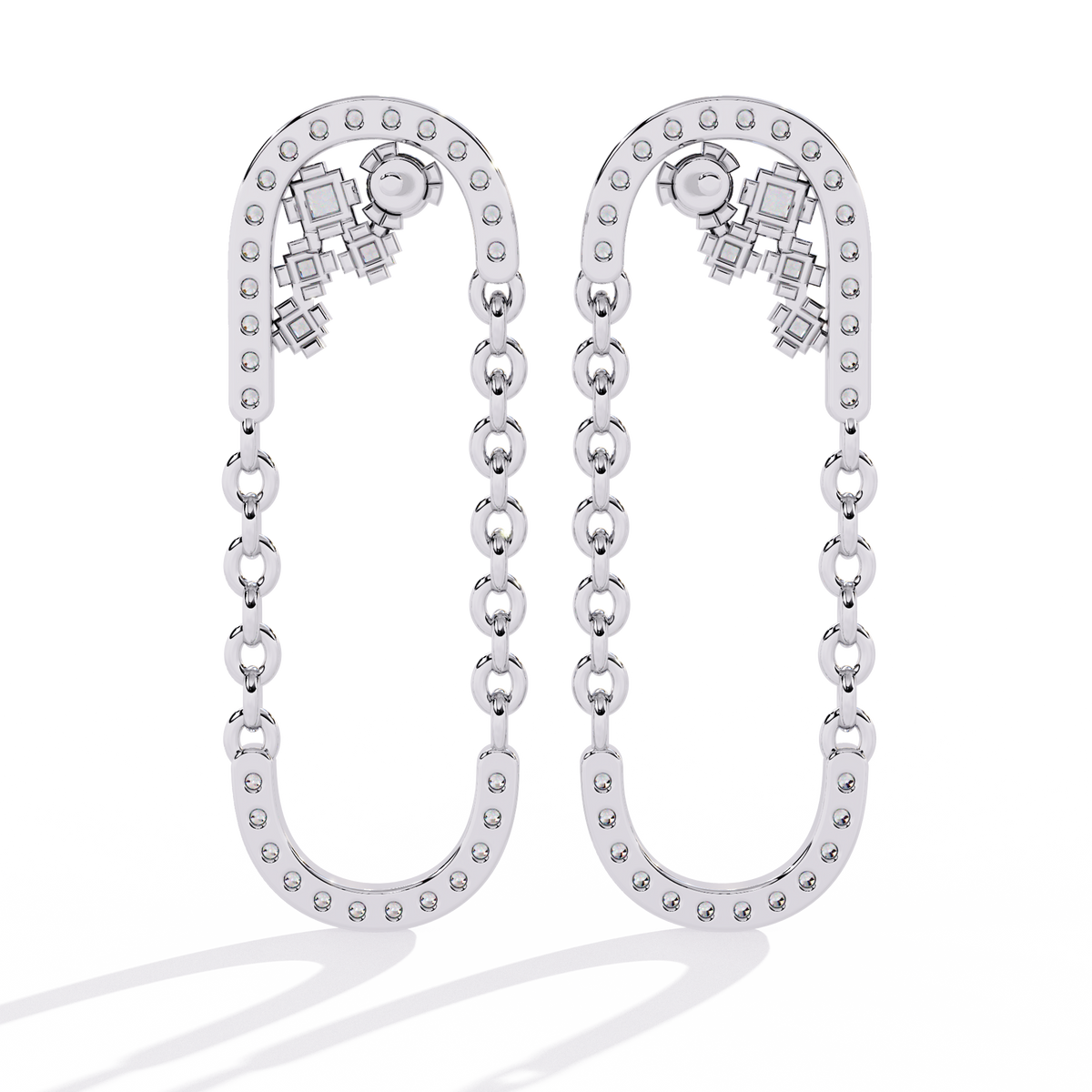 Round And Princess Cut Diamond Antique Floral Chain Dainty Prong Set Timeless Unique Earring Eco Friendly Gift - HIGHCARAT DIAMONDS