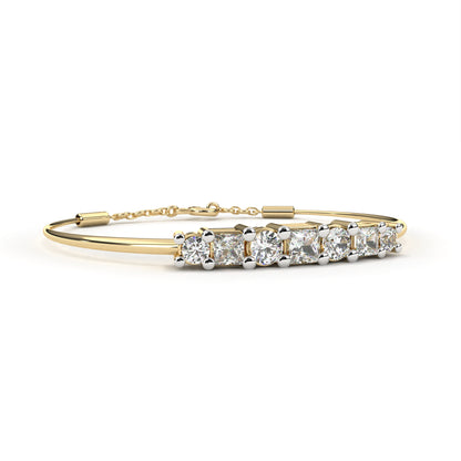 Round And Princess Cut Diamond Dainty Minimalist Perfect Stunning 7 Stone Wedding Bangle Bracelet  Gift For Her - HIGHCARAT DIAMONDS