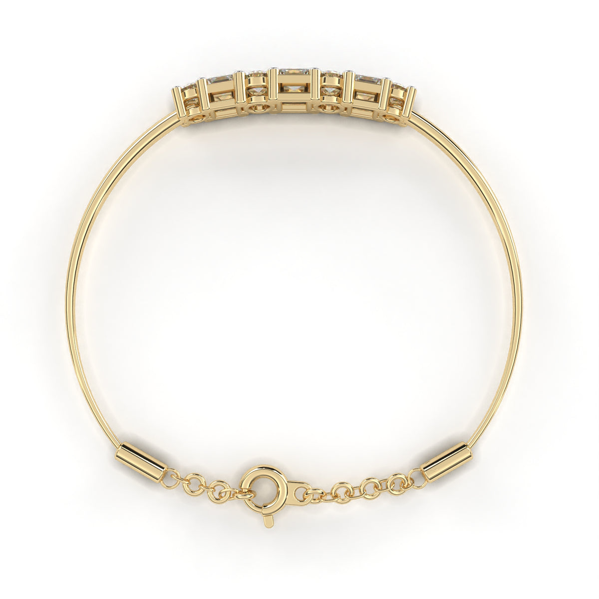 Round And Princess Cut Diamond Dainty Minimalist Perfect Stunning 7 Stone Wedding Bangle Bracelet  Gift For Her - HIGHCARAT DIAMONDS