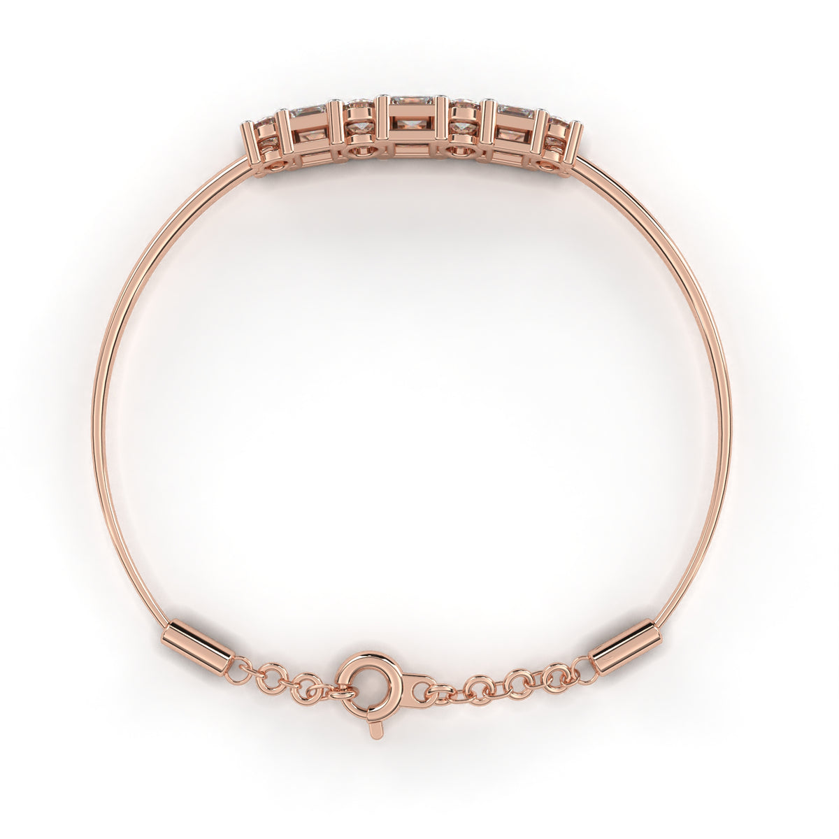Round And Princess Cut Diamond Dainty Minimalist Perfect Stunning 7 Stone Wedding Bangle Bracelet  Gift For Her - HIGHCARAT DIAMONDS