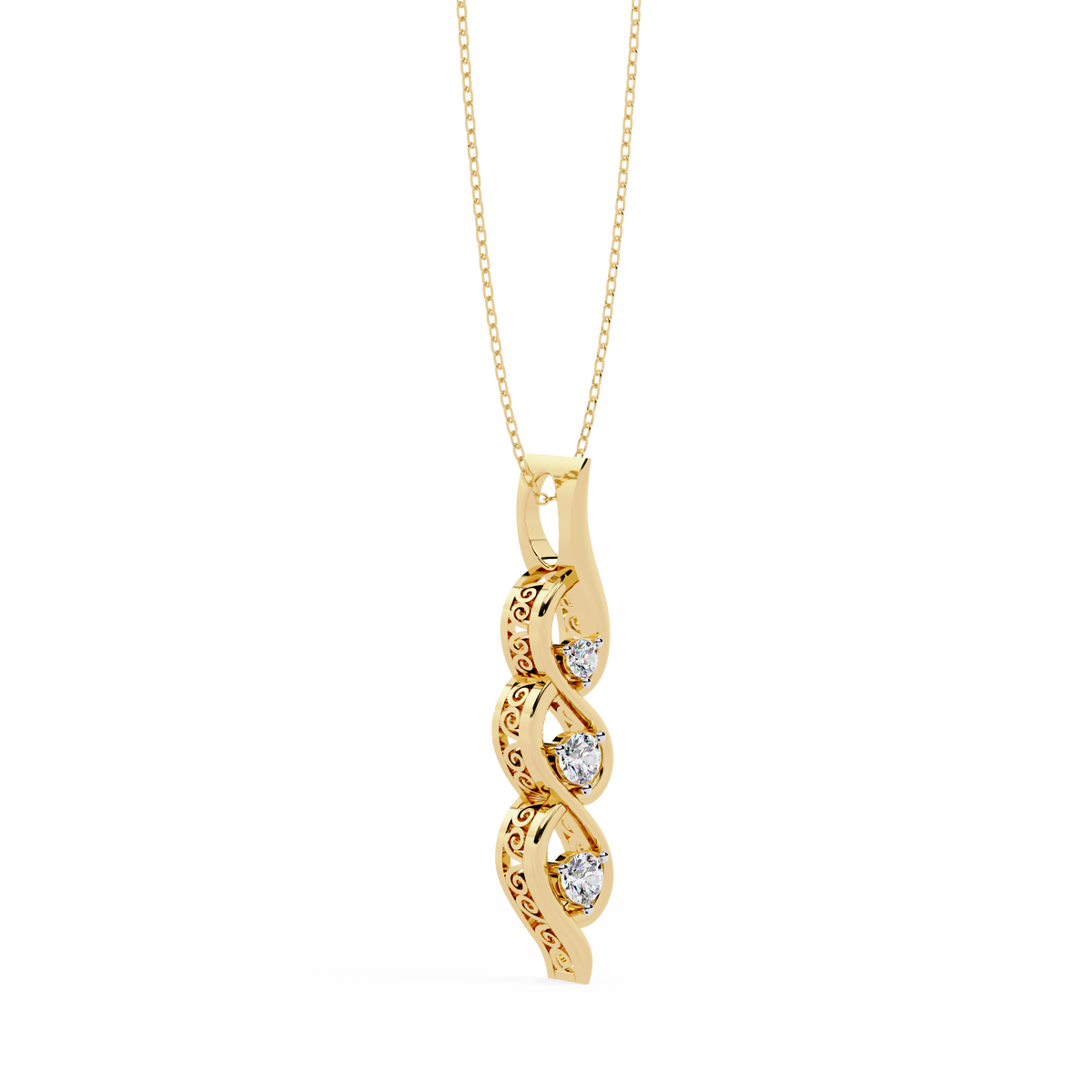 Round Cut Lab Grown - Natural Antique Shapes 14K Solid Rose Gold Delicate Vintage Necklace For bridal - HIGHCARAT DIAMONDS