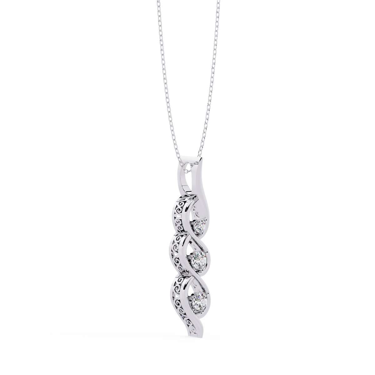 Round Cut Lab Grown - Natural Antique Shapes 14K Solid Rose Gold Delicate Vintage Necklace For bridal - HIGHCARAT DIAMONDS