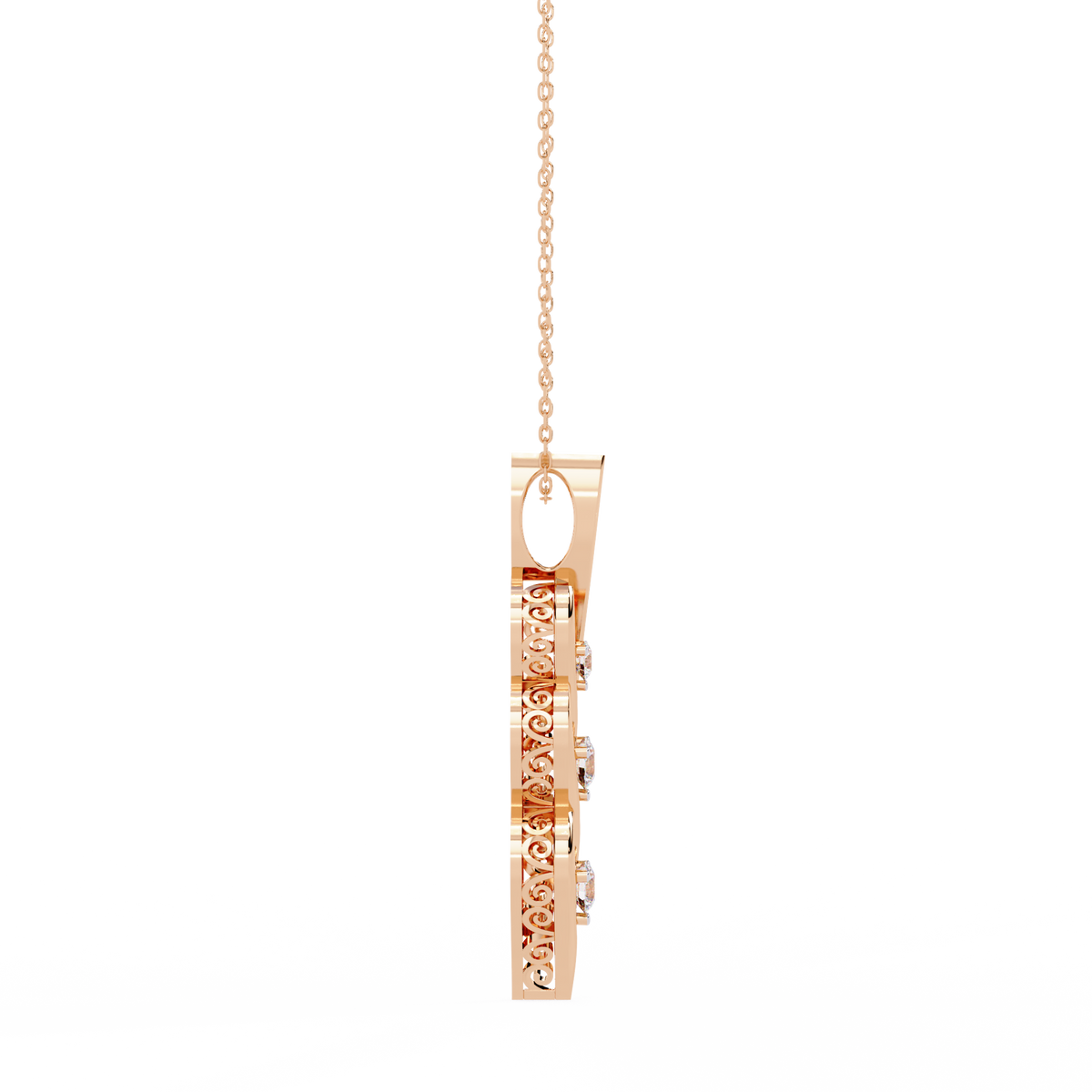 Round Cut Lab Grown - Natural Antique Shapes 14K Solid Rose Gold Delicate Vintage Necklace For bridal - HIGHCARAT DIAMONDS