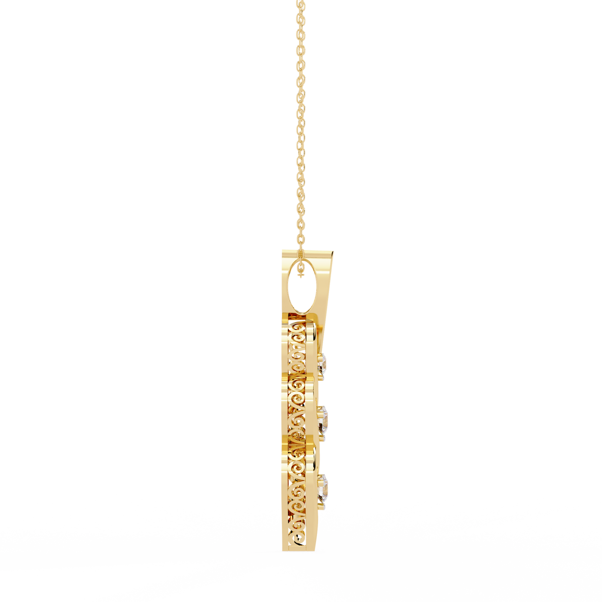 Round Cut Lab Grown - Natural Antique Shapes 14K Solid Rose Gold Delicate Vintage Necklace For bridal - HIGHCARAT DIAMONDS