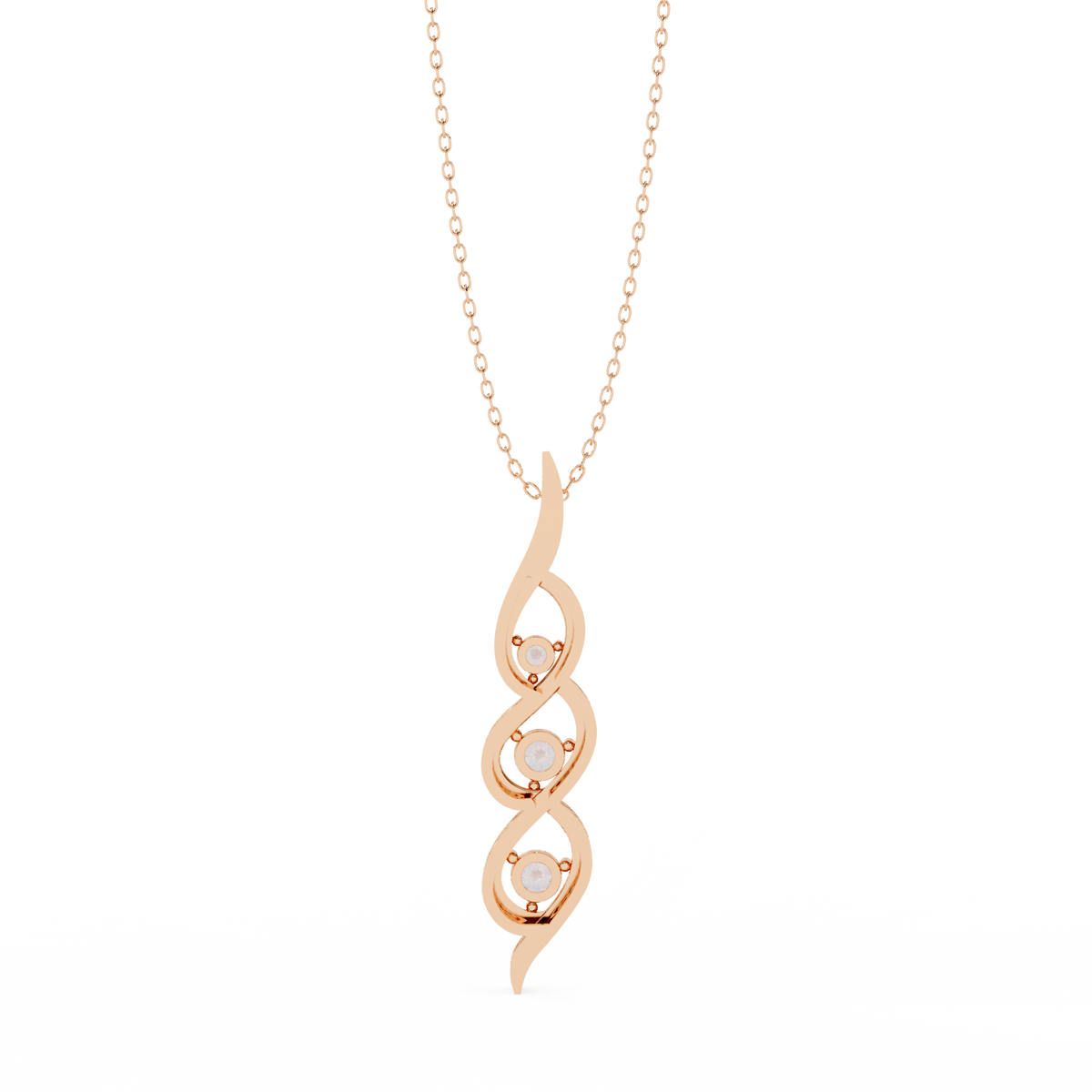Round Cut Lab Grown - Natural Antique Shapes 14K Solid Rose Gold Delicate Vintage Necklace For bridal - HIGHCARAT DIAMONDS