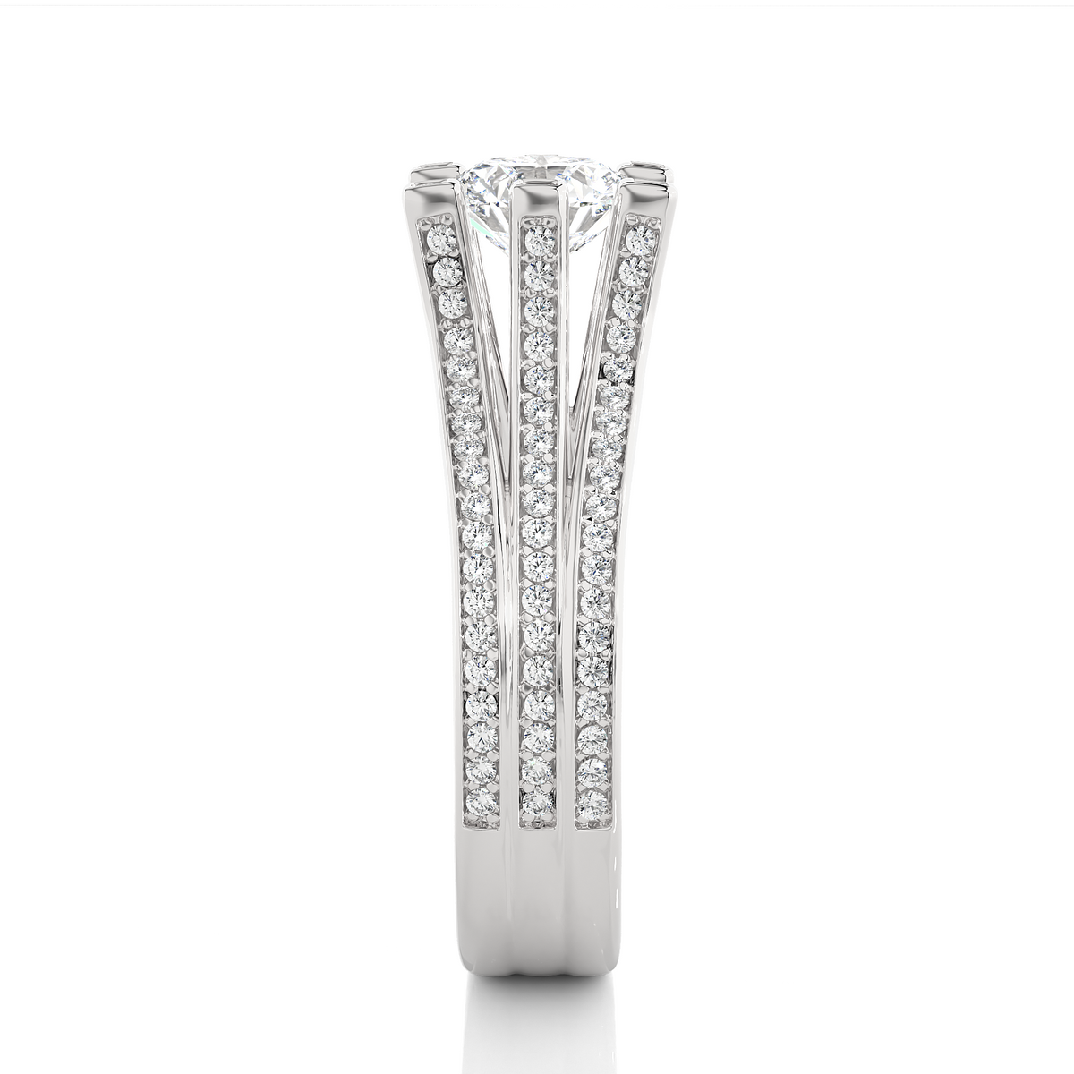 Round Brilliant Cut Lab Grown Diamond Ring, 18K Solid Gold Split Shank Ring In Wedding Special For Bridals - HIGHCARAT DIAMONDS