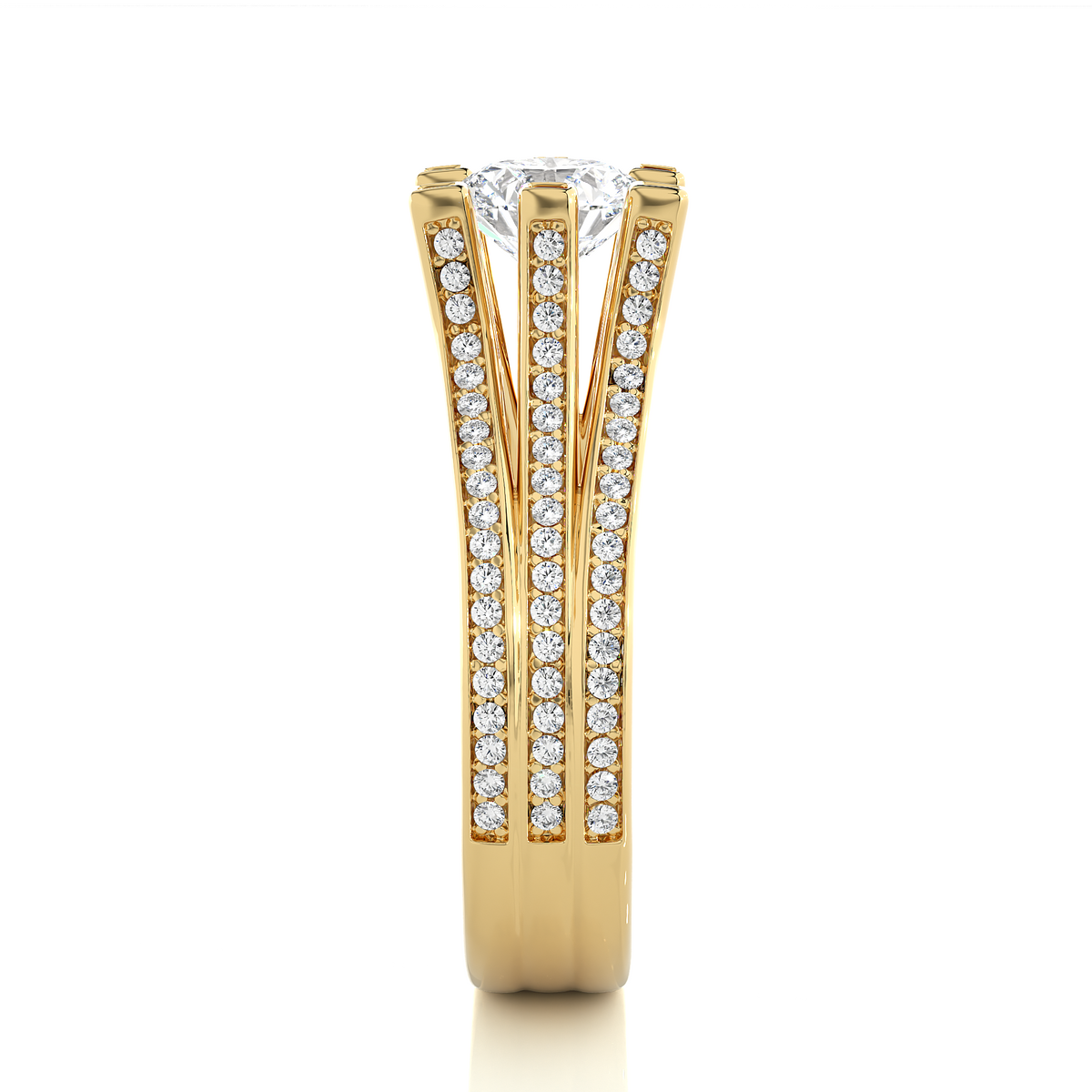 Round Brilliant Cut Lab Grown Diamond Ring, 18K Solid Gold Split Shank Ring In Wedding Special For Bridals - HIGHCARAT DIAMONDS
