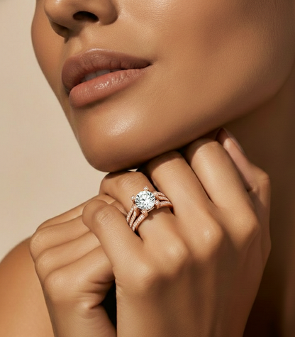 Round Brilliant Cut Lab Grown Diamond Ring, 18K Solid Gold Split Shank Ring In Wedding Special For Bridals - HIGHCARAT DIAMONDS #wearthelook