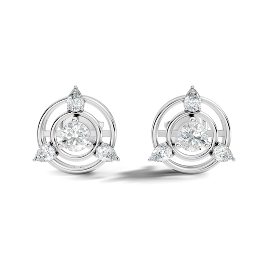 Pear & Round Shape Natural & Lab Grown Diamond 1.16 Ct 14k Solid Gold Classic Diamond Earrings - HIGHCARAT DIAMONDS