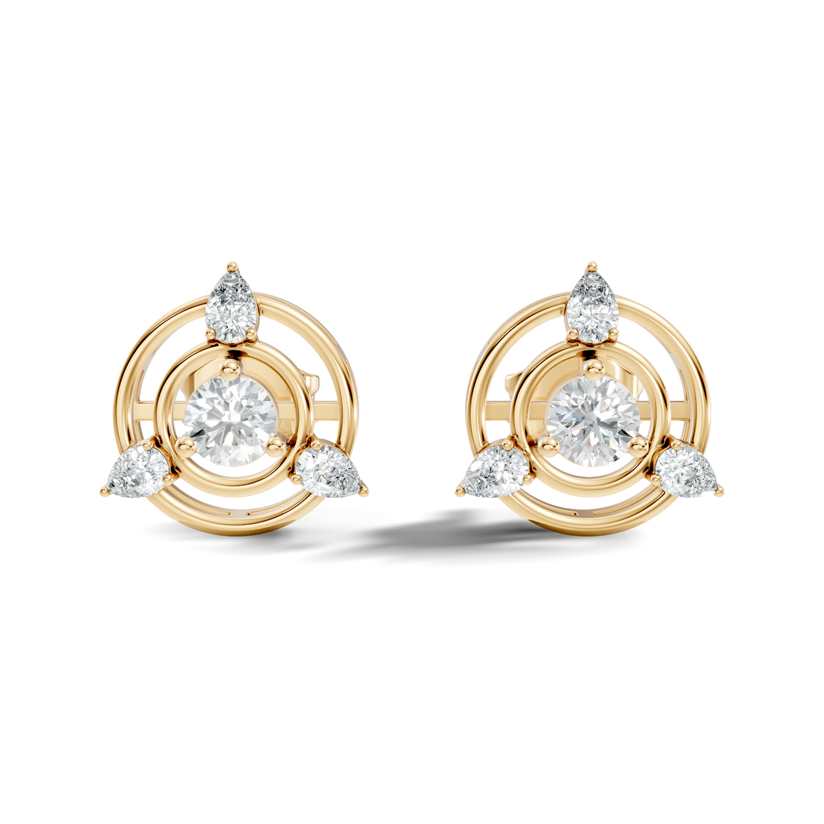 Pear & Round Shape Natural & Lab Grown Diamond 1.16 Ct 14k Solid Gold Classic Diamond Earrings - HIGHCARAT DIAMONDS