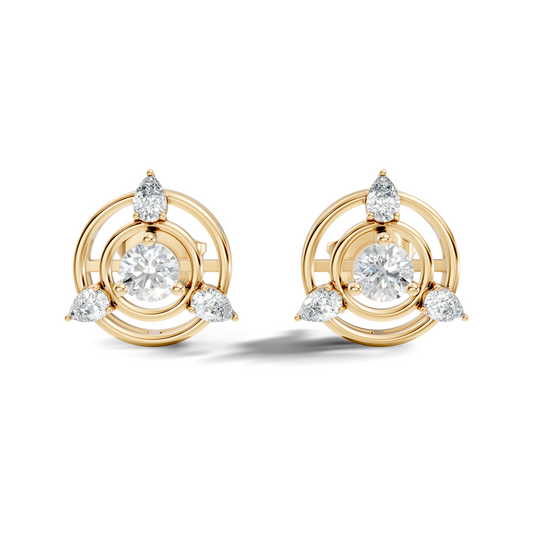 Pear & Round Shape Natural & Lab Grown Diamond 1.16 Ct 14k Solid Gold Classic Diamond Earrings - HIGHCARAT DIAMONDS