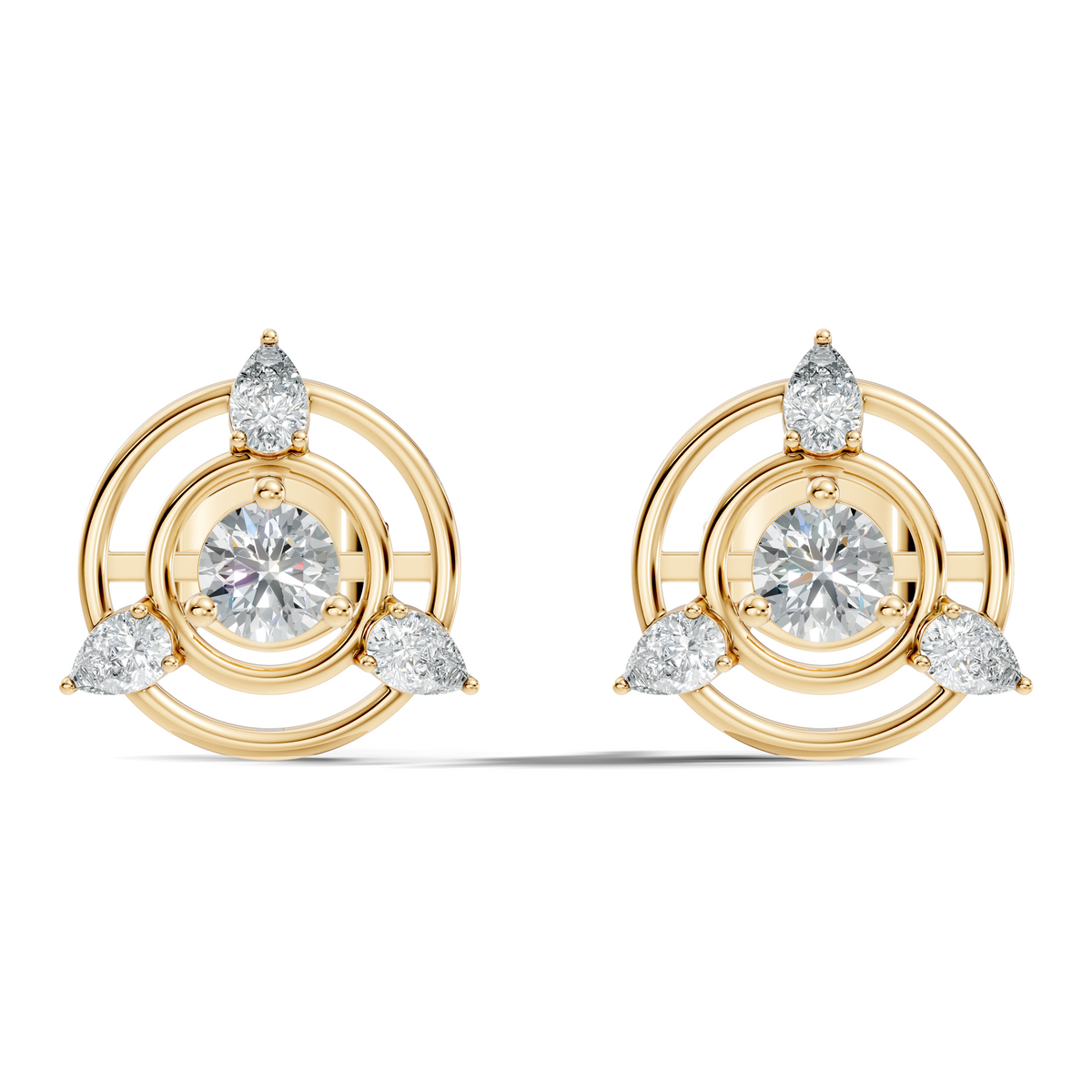 Pear & Round Shape Natural & Lab Grown Diamond 1.16 Ct 14k Solid Gold Classic Diamond Earrings - HIGHCARAT DIAMONDS