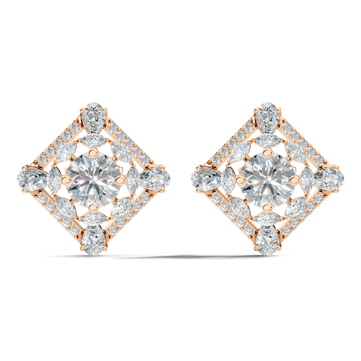 3.78 CT Pear Or Marquise Lab-Grown Diamond Stud Earrings In 14K Solid Gold - HIGHCARAT DIAMONDS
