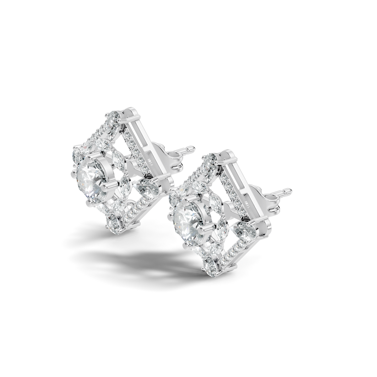 3.78 CT Pear Or Marquise Lab-Grown Diamond Stud Earrings In 14K Solid Gold - HIGHCARAT DIAMONDS