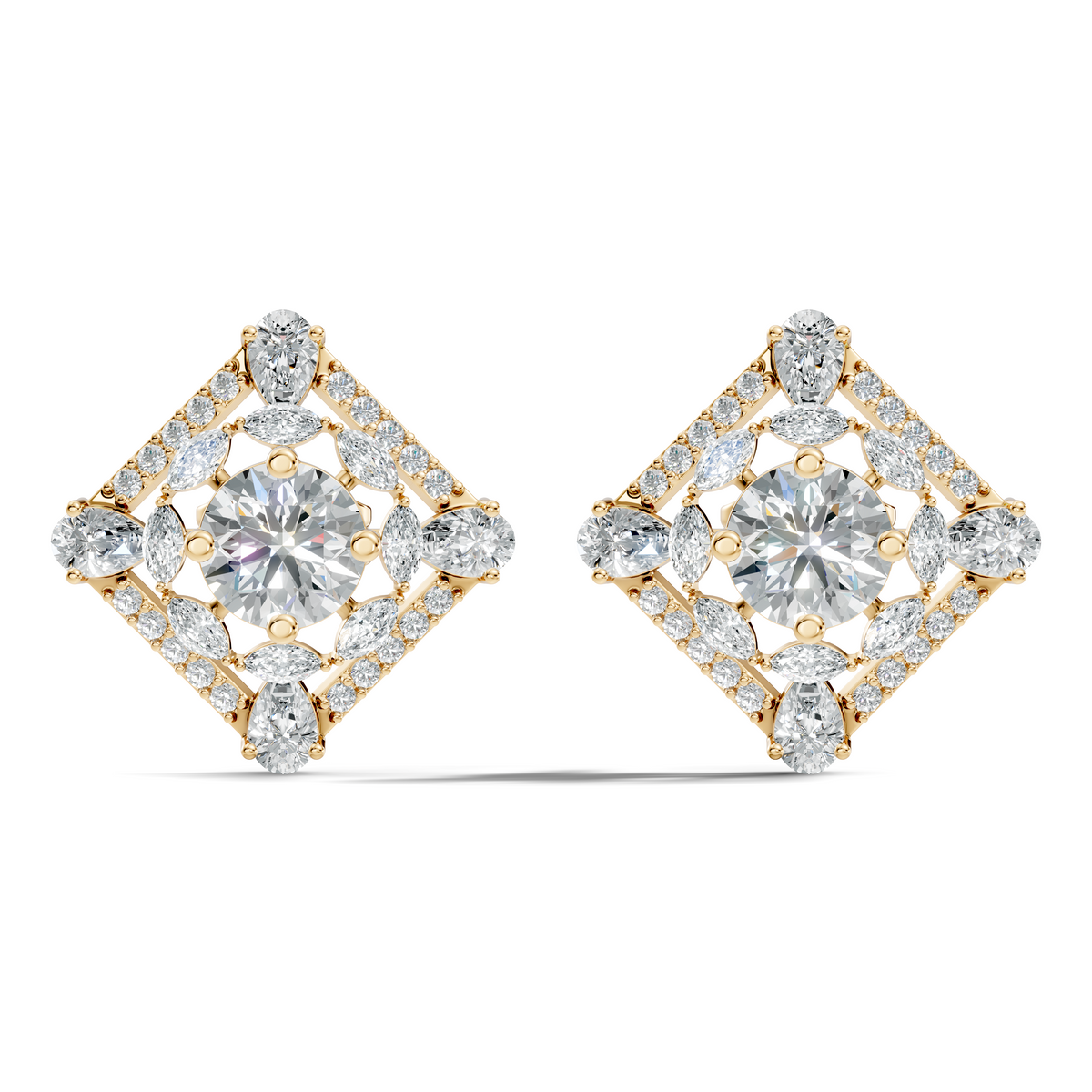 3.78 CT Pear Or Marquise Lab-Grown Diamond Stud Earrings In 14K Solid Gold - HIGHCARAT DIAMONDS