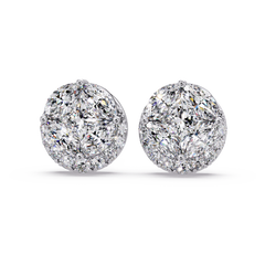 Round Cluster Lab Grown Diamond Stud Halo Earrings - HIGHCARAT DIAMONDS