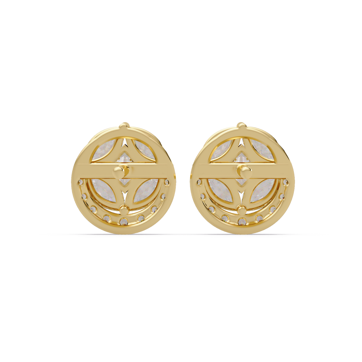 Round Cluster Lab Grown Diamond Stud Halo Earrings - HIGHCARAT DIAMONDS