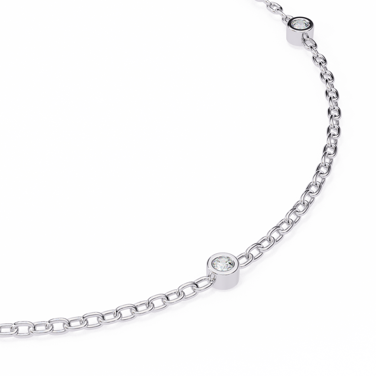 Round Cut White Colorless Diamond Unique Dainty Bezel Set Statement Daily Wear Charm Bracelets - HIGHCARAT DIAMONDS