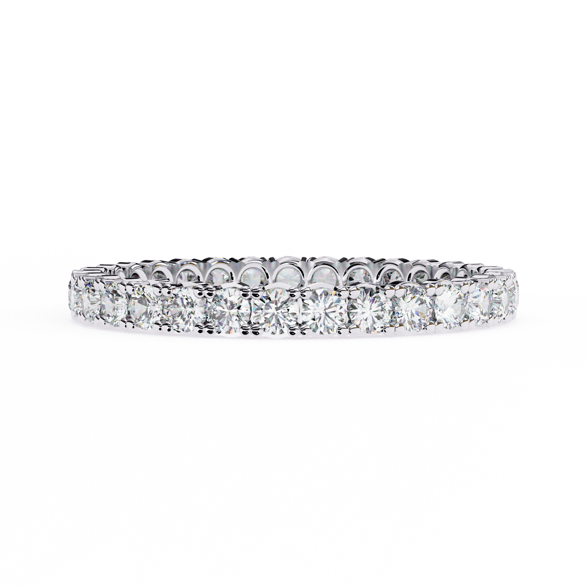 Round Cut White Colorless Diamond Elegant Full Eternity Classic Dainty Bridesmaid Band Gift for Her - HIGHCARAT DIAMONDS