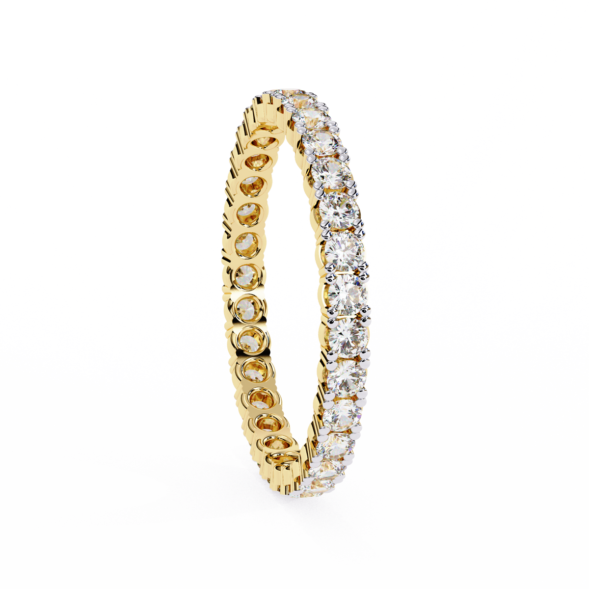 Round Cut White Colorless Diamond Elegant Full Eternity Classic Dainty Bridesmaid Band Gift for Her - HIGHCARAT DIAMONDS
