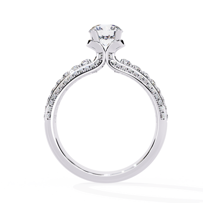 Round Cut 1.23Ct Lab Grown Diamond Unique Delicate Prong Set Three Row Statement Bridesmaid Ring - HIGHCARAT DIAMONDS