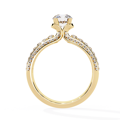 Round Cut 1.23Ct Lab Grown Diamond Unique Delicate Prong Set Three Row Statement Bridesmaid Ring - HIGHCARAT DIAMONDS
