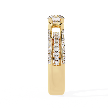 Round Cut 1.23Ct Lab Grown Diamond Unique Delicate Prong Set Three Row Statement Bridesmaid Ring - HIGHCARAT DIAMONDS