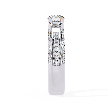 Round Cut 1.23Ct Lab Grown Diamond Unique Delicate Prong Set Three Row Statement Bridesmaid Ring - HIGHCARAT DIAMONDS