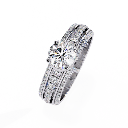 Round Cut 1.23Ct Lab Grown Diamond Unique Delicate Prong Set Three Row Statement Bridesmaid Ring - HIGHCARAT DIAMONDS