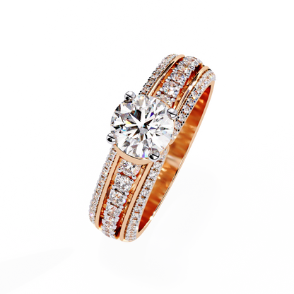 Round Cut 1.23Ct Lab Grown Diamond Unique Delicate Prong Set Three Row Statement Bridesmaid Ring - HIGHCARAT DIAMONDS