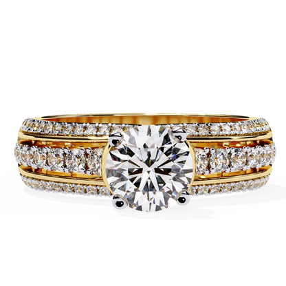 Round Cut 1.23Ct Lab Grown Diamond Unique Delicate Prong Set Three Row Statement Bridesmaid Ring - HIGHCARAT DIAMONDS