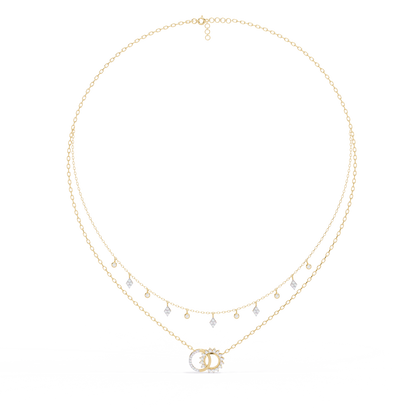 Round Cut 10k Solid  Rose Gold Diamond Unique Open Circle Vintage Multi Layer Statement Party Wear  Anneke Necklace - HIGHCARAT DIAMONDS