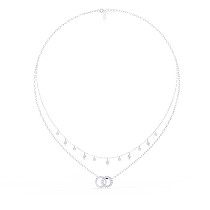 Round Cut 10k Solid  Rose Gold Diamond Unique Open Circle Vintage Multi Layer Statement Party Wear  Anneke Necklace - HIGHCARAT DIAMONDS