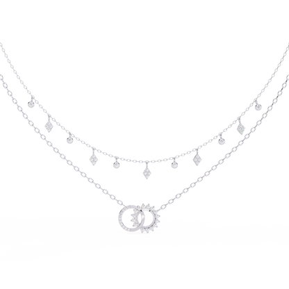 Round Cut 10k Solid  Rose Gold Diamond Unique Open Circle Vintage Multi Layer Statement Party Wear  Anneke Necklace - HIGHCARAT DIAMONDS