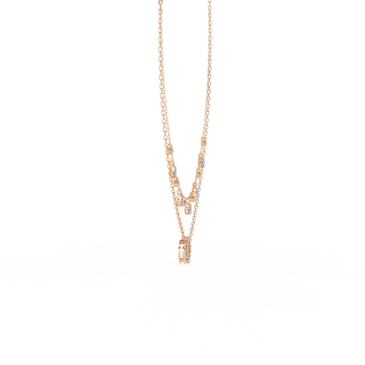 Round Cut 10k Solid  Rose Gold Diamond Unique Open Circle Vintage Multi Layer Statement Party Wear  Anneke Necklace - HIGHCARAT DIAMONDS