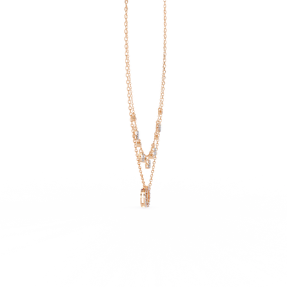 Round Cut 10k Solid  Rose Gold Diamond Unique Open Circle Vintage Multi Layer Statement Party Wear  Anneke Necklace - HIGHCARAT DIAMONDS