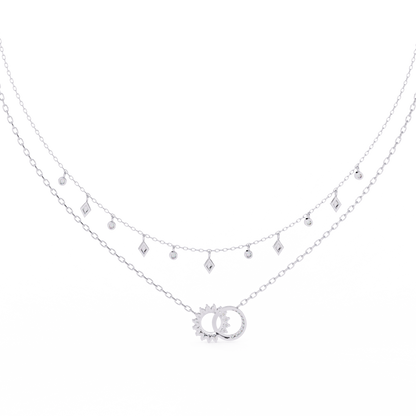 Round Cut 10k Solid  Rose Gold Diamond Unique Open Circle Vintage Multi Layer Statement Party Wear  Anneke Necklace - HIGHCARAT DIAMONDS