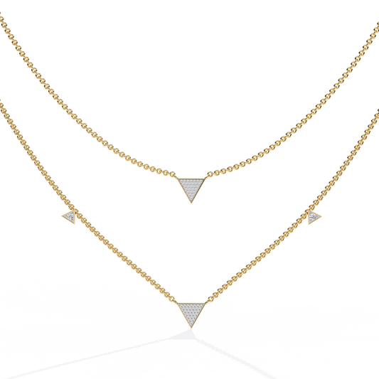 Round Cut 14k Solid White Gold Lab Grow And Natural Diamond Triangle Shape  Halo Necklace stunning look for girl - HIGHCARAT DIAMONDS