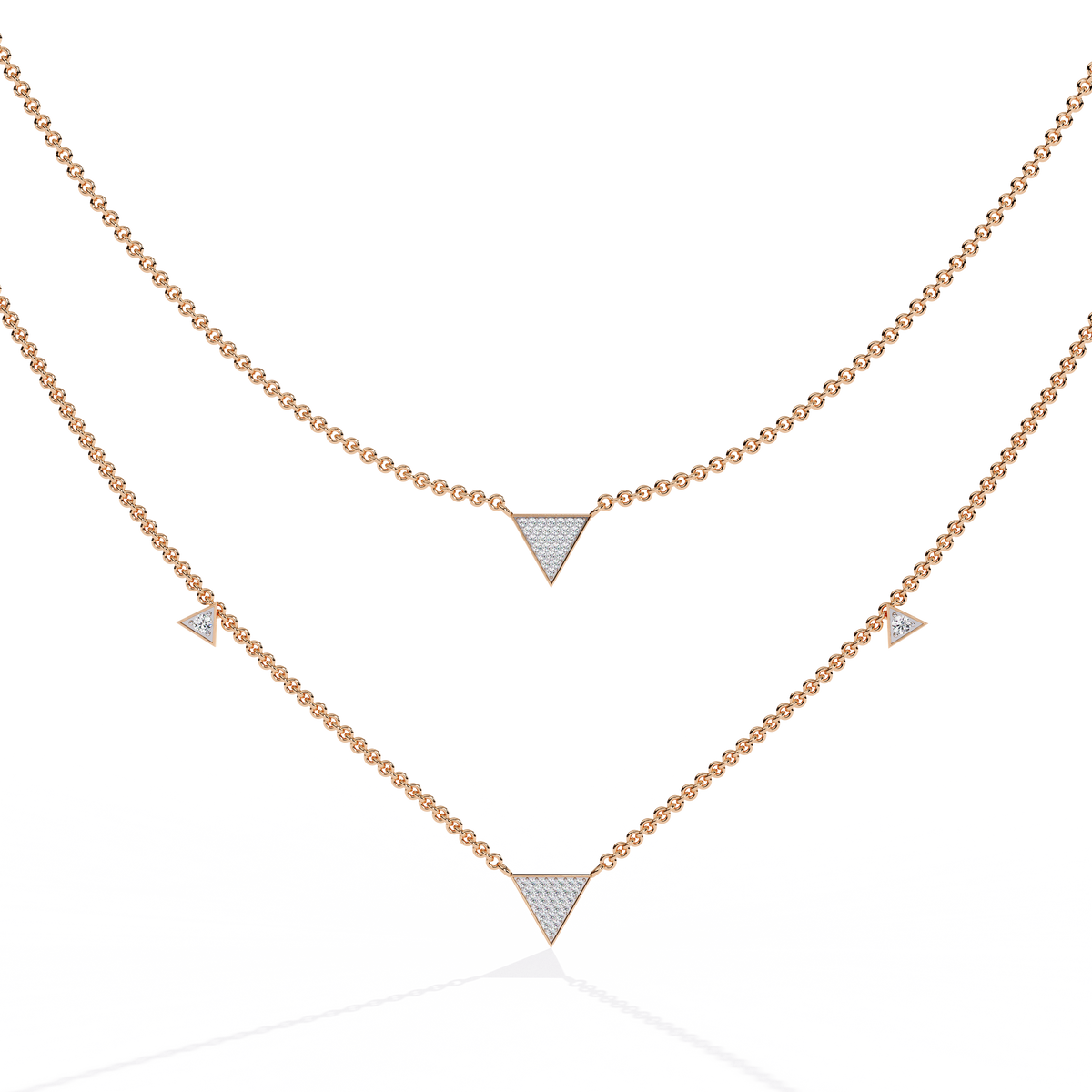 Round Cut 14k Solid White Gold Lab Grow And Natural Diamond Triangle Shape  Halo Necklace stunning look for girl - HIGHCARAT DIAMONDS