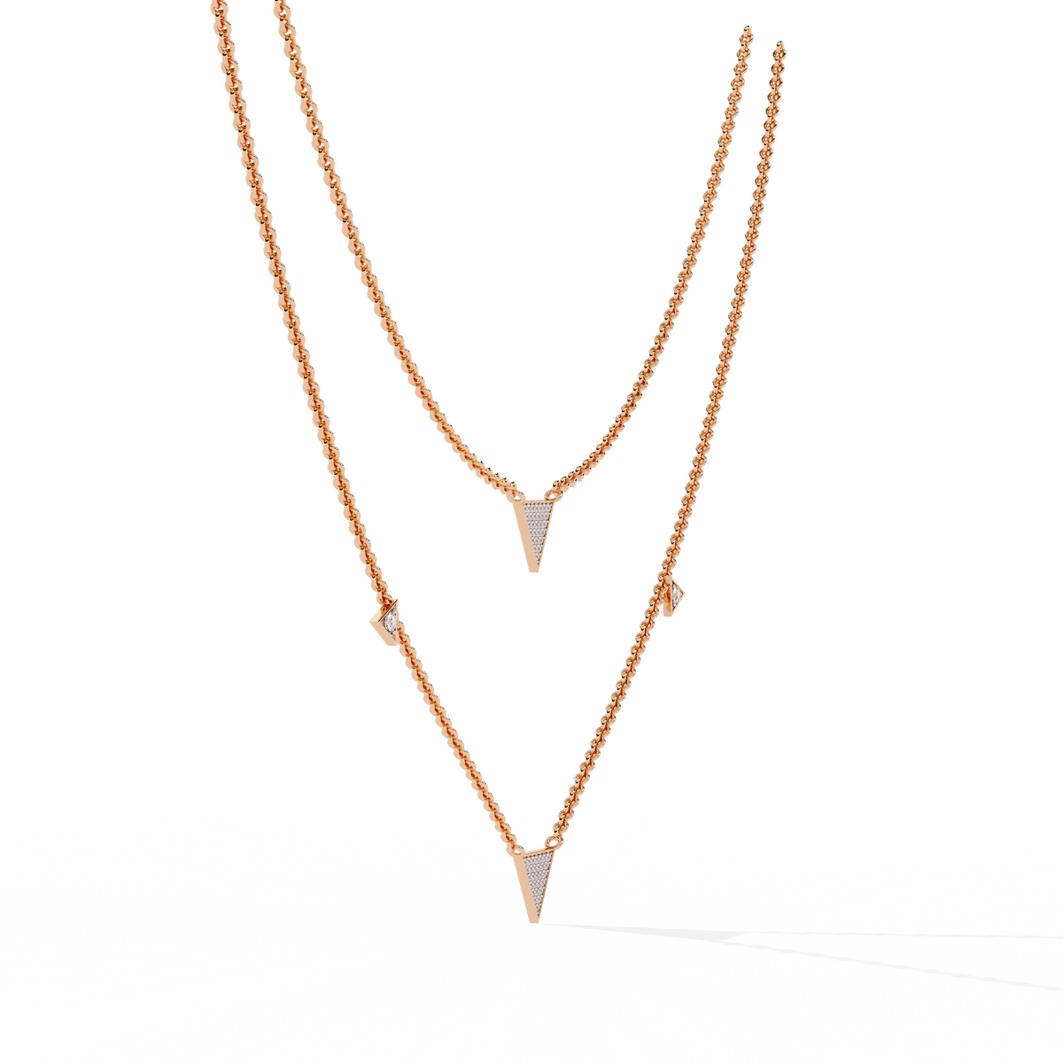 Round Cut 14k Solid White Gold Lab Grow And Natural Diamond Triangle Shape  Halo Necklace stunning look for girl - HIGHCARAT DIAMONDS