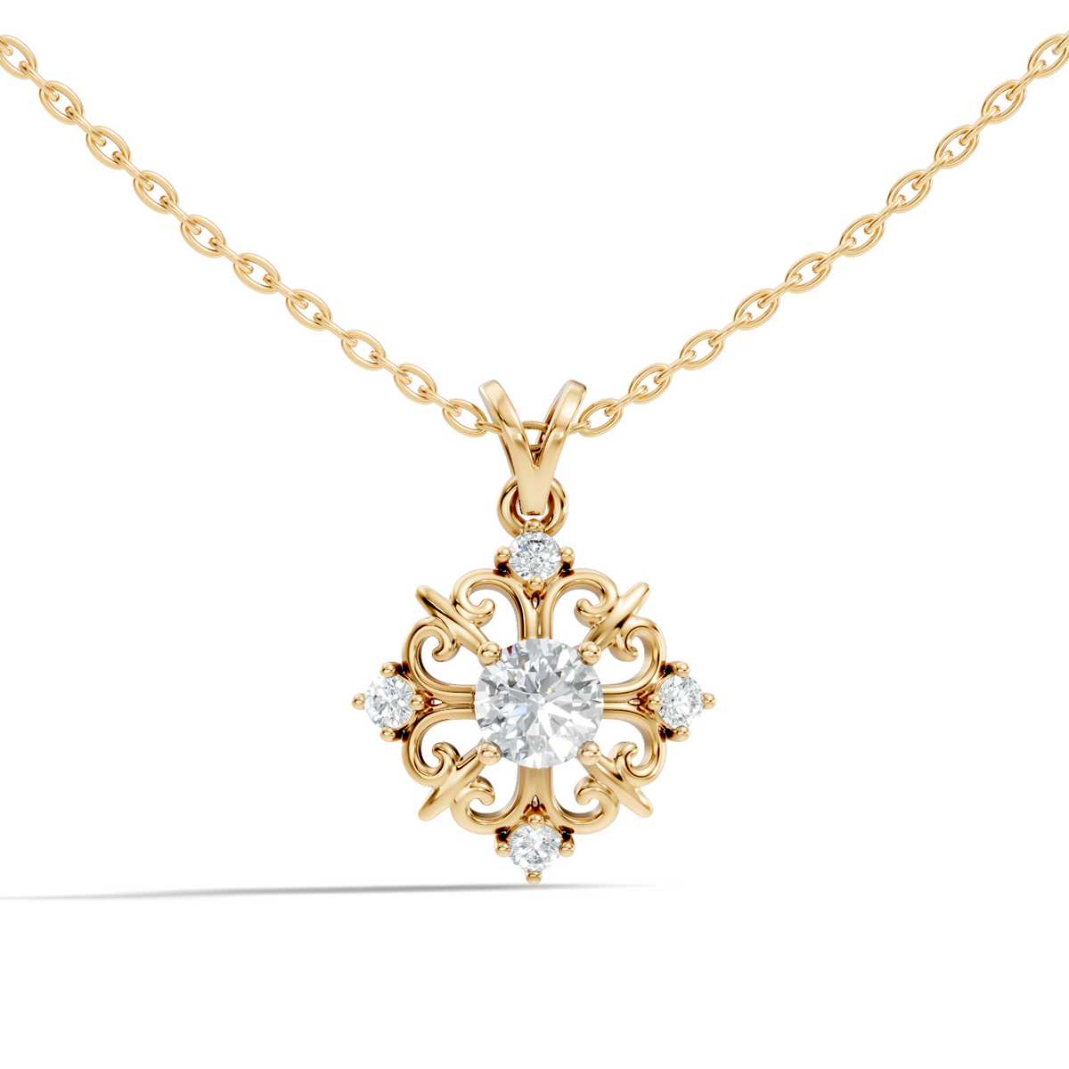 Elegant 0.65 Carat Lab Diamond Pendant in 14K Gold Round Cut Necklace for Her - HIGHCARAT DIAMONDS