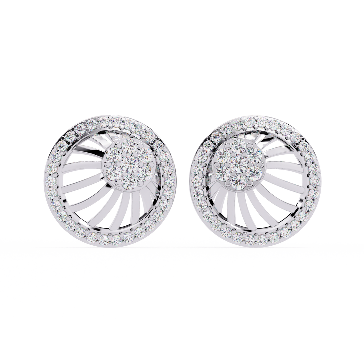 Round Cut White Colorless Diamond Handcrafted Vintage 14k Solid White Gold Sparkling Every Day Stud Earring - HIGHCARAT DIAMONDS