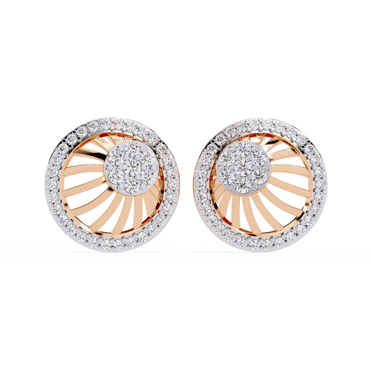 Round Cut White Colorless Diamond Handcrafted Vintage 14k Solid White Gold Sparkling Every Day Stud Earring - HIGHCARAT DIAMONDS