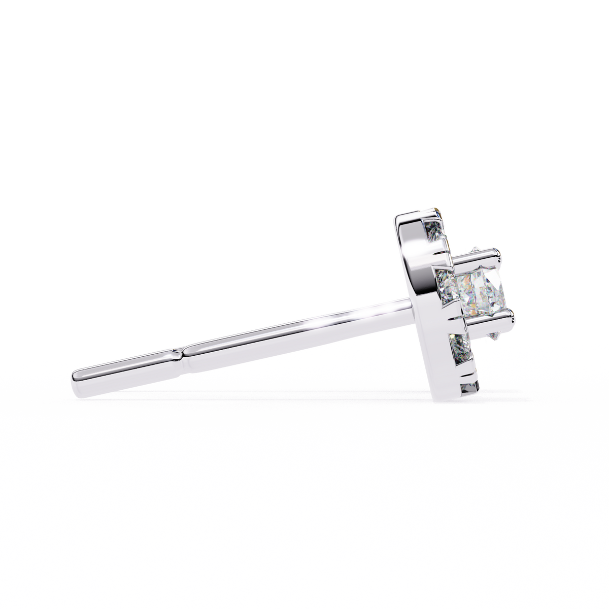 Round Cut White Colorless Diamond Unique Delicate Halo Style Screw Back Stud Earring Annivrasry Gift For Her - HIGHCARAT DIAMONDS